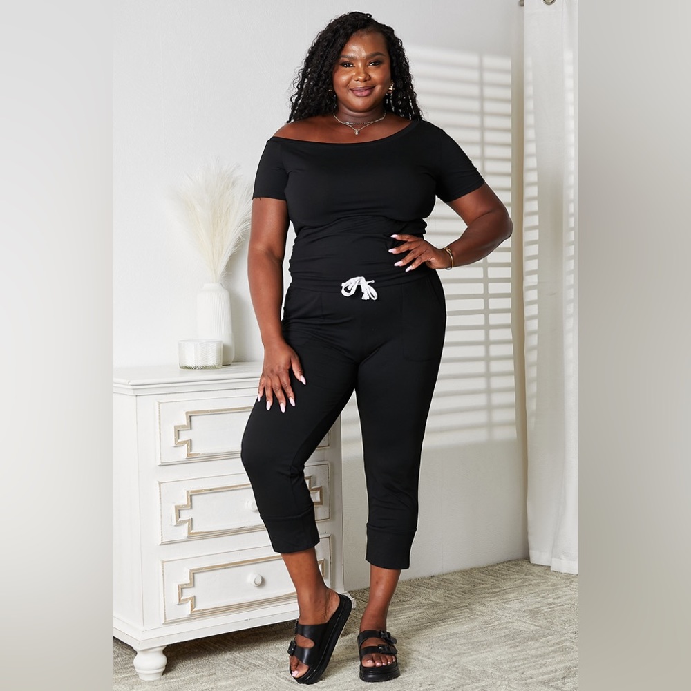 🌟NEW, CHIC**- Double Take Asymmetrical Neck Tied Jumpsuit OFFERS WELCOME